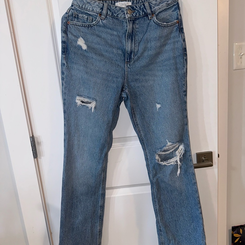 Dynamite Candice Blue Boot Cut Jeans with Distressed Details